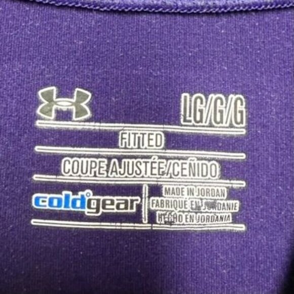 Under Armour ColdGear Mens L Fitted Long Sleeve Shirt Purple w/Silver Stitching - Picture 2 of 7